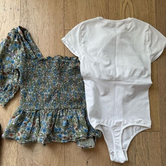 Bundle Aerie American Eagle Mango Button Up Cardigan Bodysuit Size Small Black - Picture 9 of 9